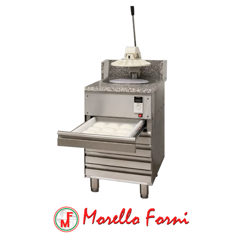 Pizzarella integrée dans commode en acier inox